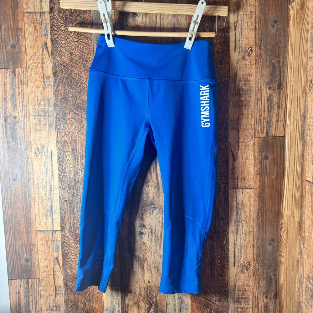 Small Gymshark Women's Blue Capri Leggings‎ Athletic Workout Gym Fitness